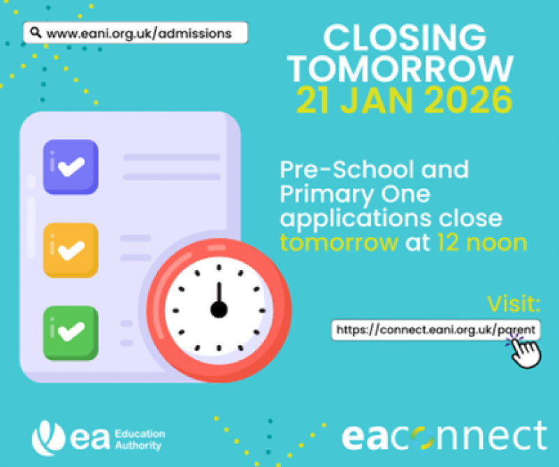 Reception and Primary One Applications Close Tomorrow 